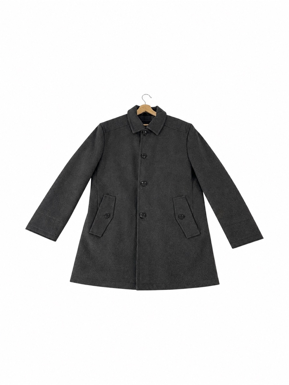 London Fog Men’s L Charcoal Gray Wool Blend Car Coat Quilted Old Money
